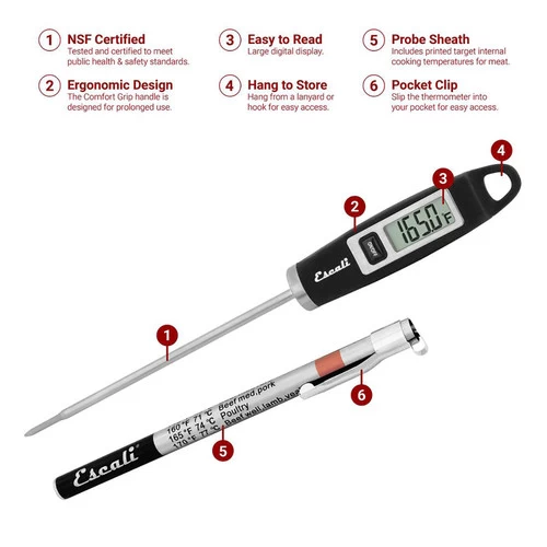 Escali Gourmet Digital Thermometer Black (DH1-B) 10 Escali Gourmet Digital Thermometer Black (DH1-B) - Image 8