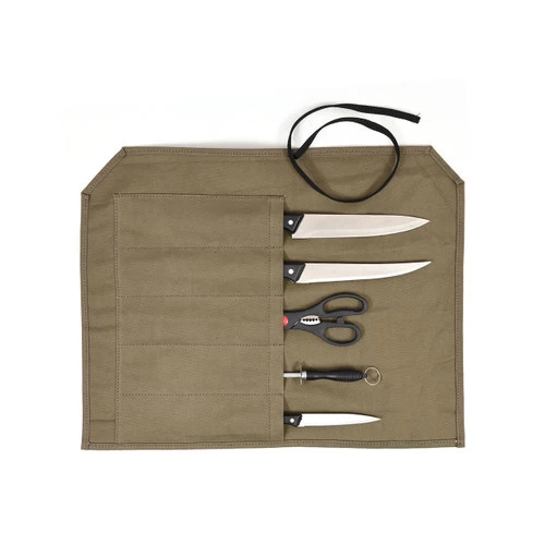 Knife Roll Company Canvas Chef Knife Roll 5 Slot Olive Green (KR-56) - Image 2