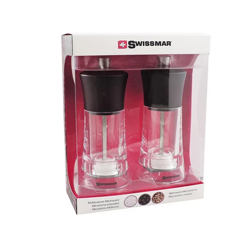 Swissmar Torre Mill Set Acrylic With Dark Wood Top 6" (SM-1502CH) 3 Swissmar Torre Mill Set Acrylic With Dark Wood Top 6" (SM-1502CH)