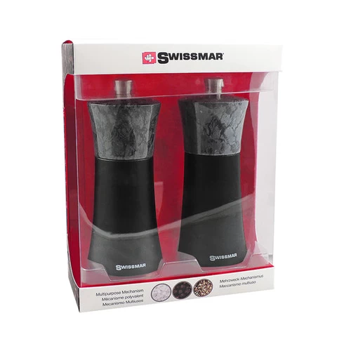 Swissmar Torre Spice Mill Set Black Matte Wood Granite Top 6" (SM-1502DS) 3 Swissmar Torre Spice Mill Set Black Matte Wood Granite Top 6" (SM-1502DS)